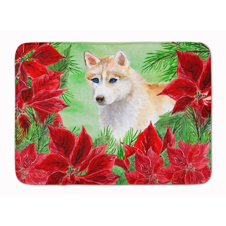Carolines Treasures Siberian Husky Poinsettas Machine Washable Memory Foam Mat CK1303RUG